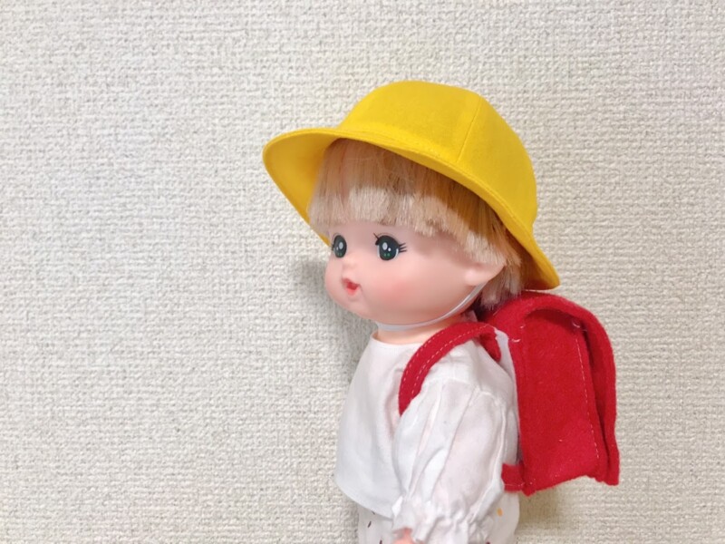 メルちゃん・ソランちゃんサイズ~黄色の通学帽子の型紙と作り方