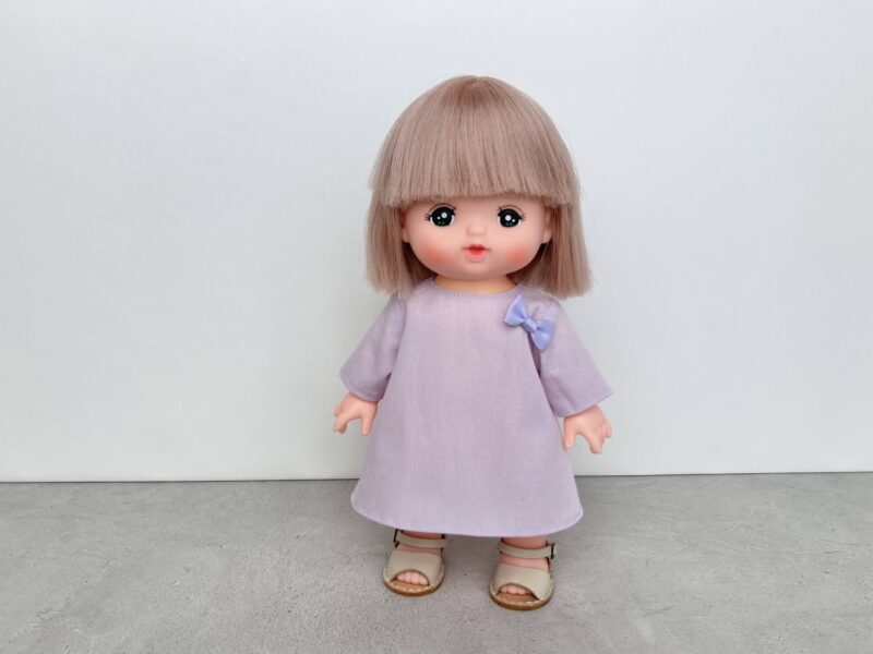 メルちゃん・ソランちゃんサイズ-Aライン長袖ワンピースの作り方と無料型紙
