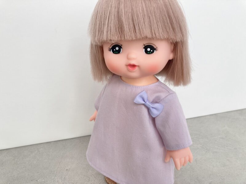 メルちゃん・ソランちゃんサイズ-Aライン長袖ワンピースの作り方と無料型紙