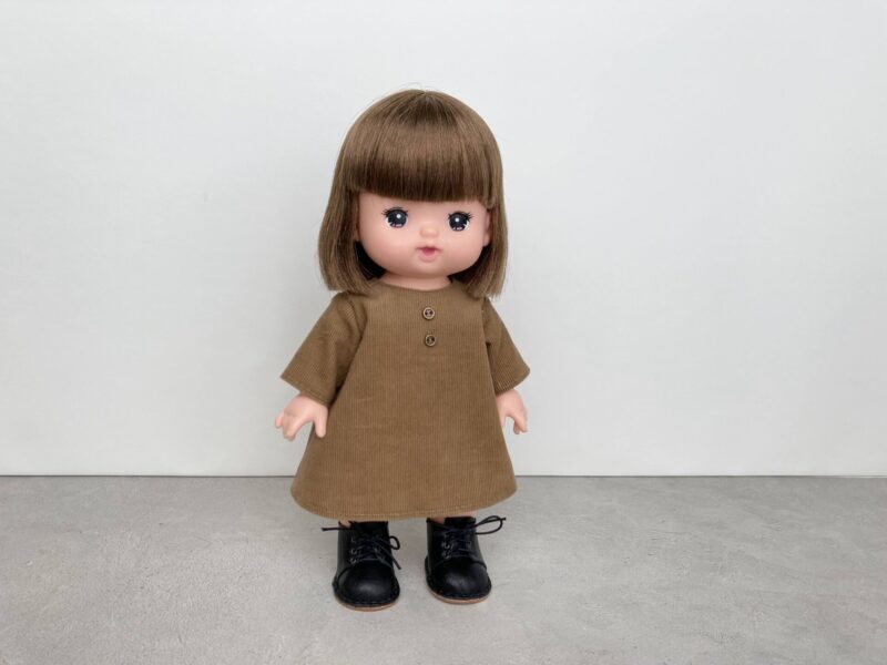メルちゃん・ソランちゃんサイズ-Aライン長袖ワンピースの作り方と無料型紙