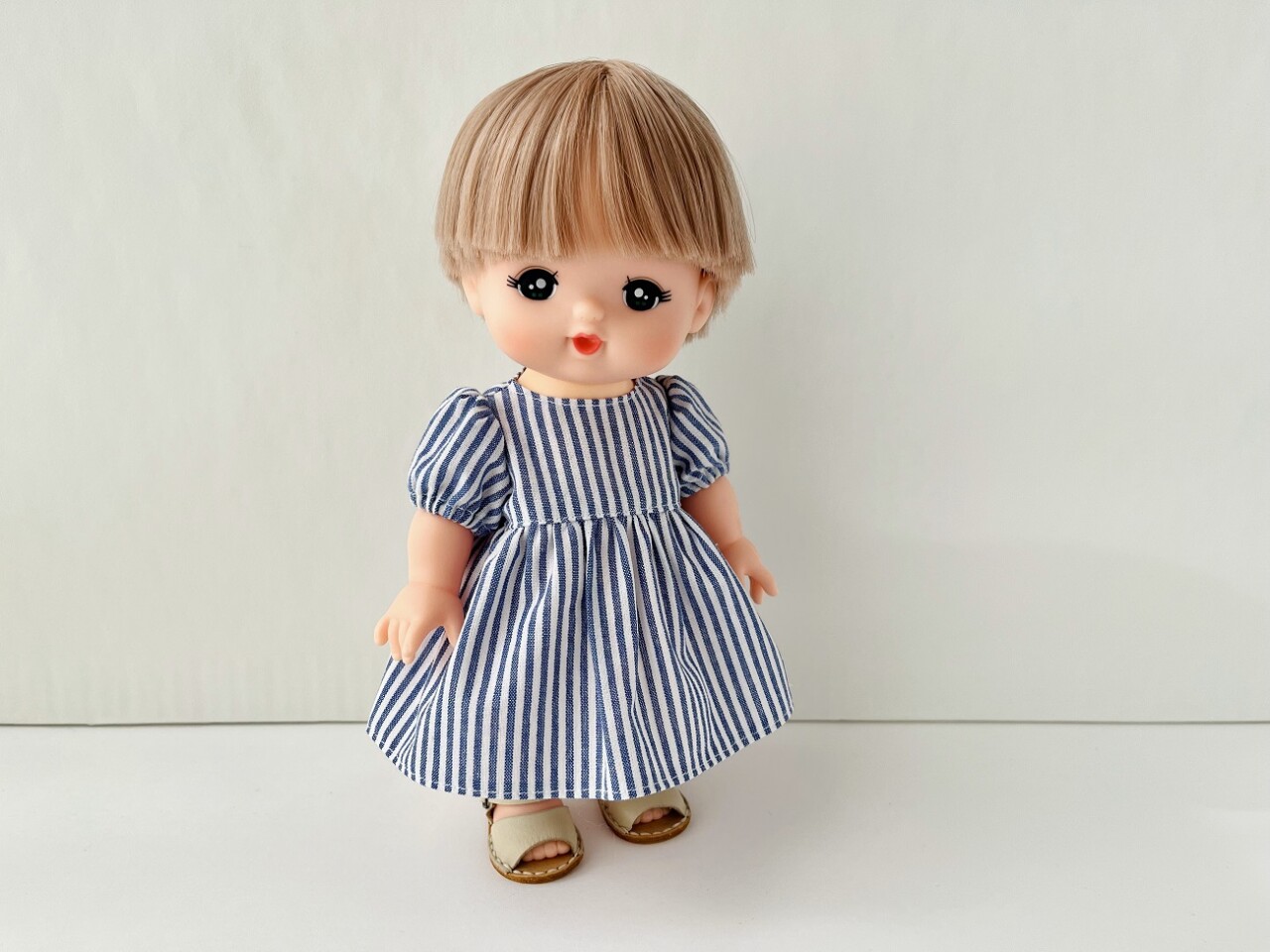 メルちゃん・ソランちゃん【ギャザー袖ワンピース】作り方と無料型紙