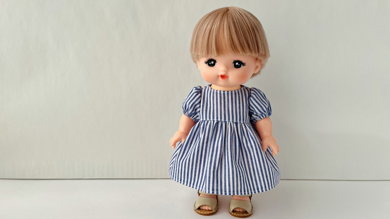 メルちゃん・ソランちゃん【ギャザー袖ワンピース】作り方と無料型紙