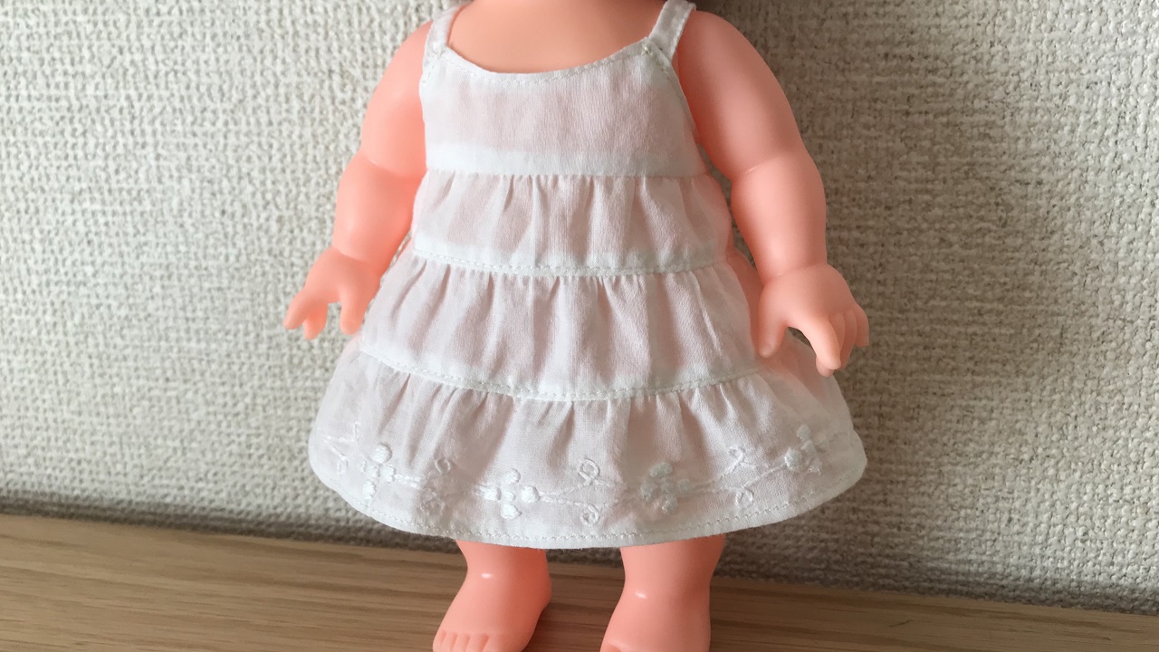 KL-12 メルちゃん・ソランちゃんサイズのティアードワンピース 作り方と無料型紙